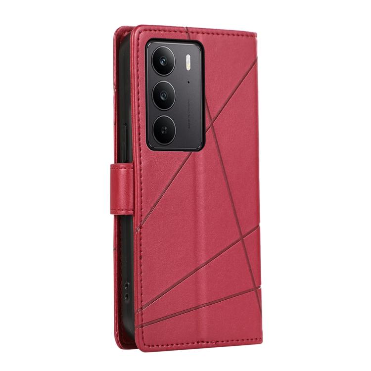 For Realme C75 / Realme 14x PU Genuine Leather Texture Embossed Line Phone Case