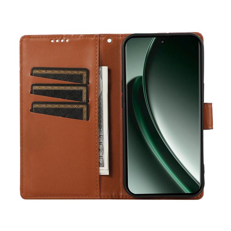 For Realme C75 / Realme 14x PU Genuine Leather Texture Embossed Line Phone Case