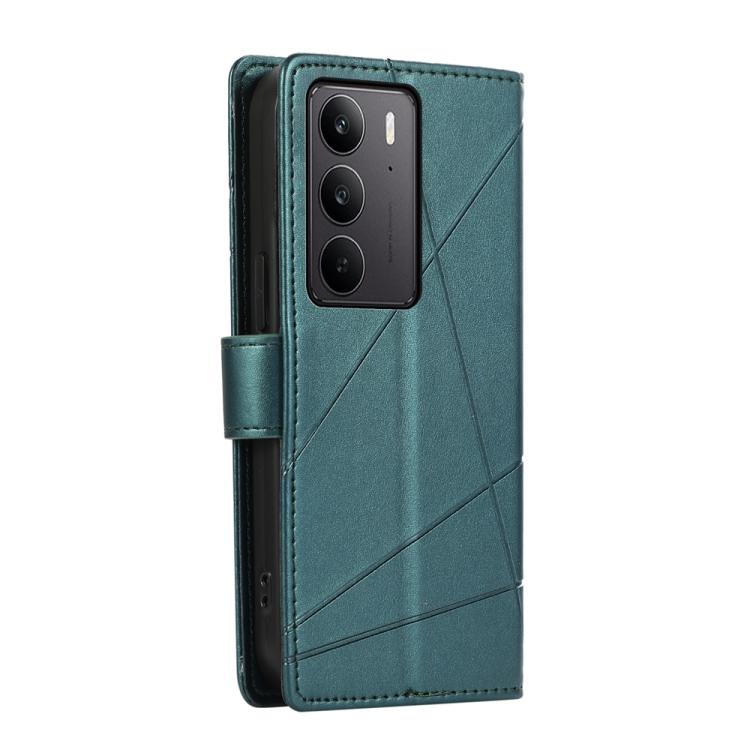 For Realme C75 / Realme 14x PU Genuine Leather Texture Embossed Line Phone Case