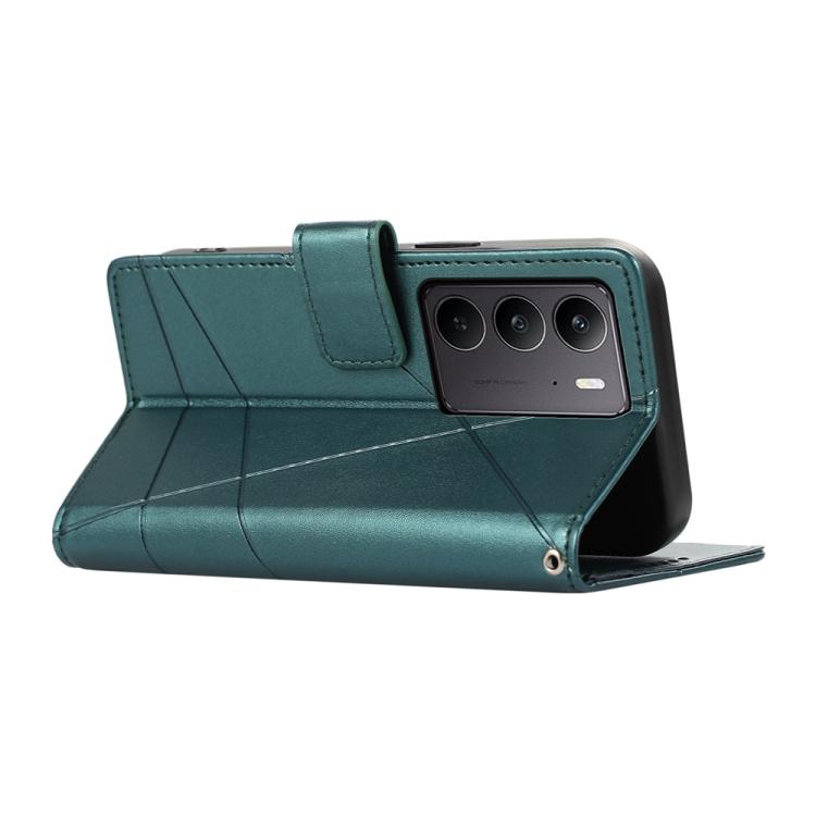 For Realme C75 / Realme 14x PU Genuine Leather Texture Embossed Line Phone Case