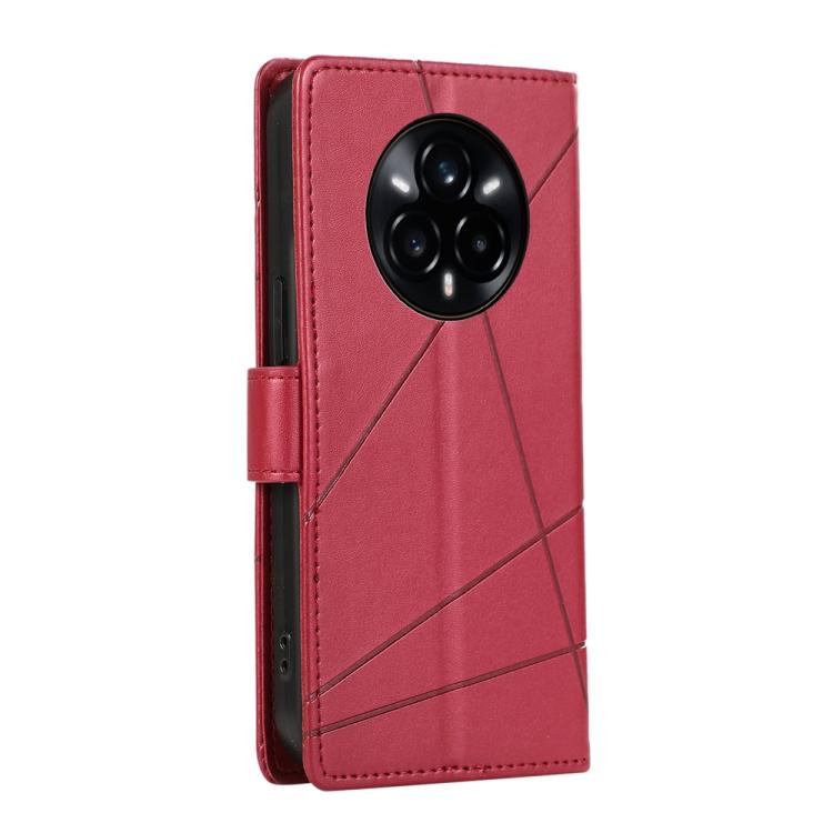 For Realme 14 Pro PU Genuine Leather Texture Embossed Line Phone Case