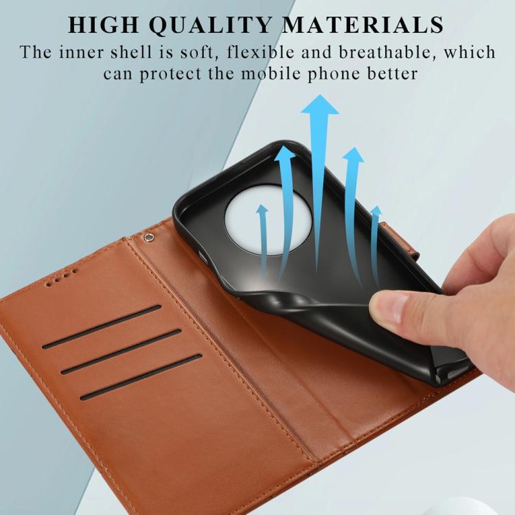 For Realme 14 Pro PU Genuine Leather Texture Embossed Line Phone Case