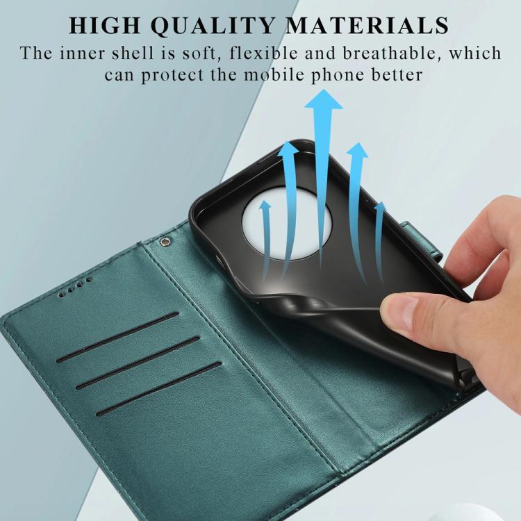 For Realme 14 Pro PU Genuine Leather Texture Embossed Line Phone Case