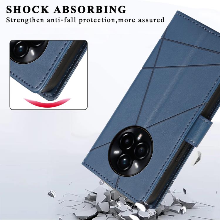 For Realme 14 Pro+ PU Genuine Leather Texture Embossed Line Phone Case