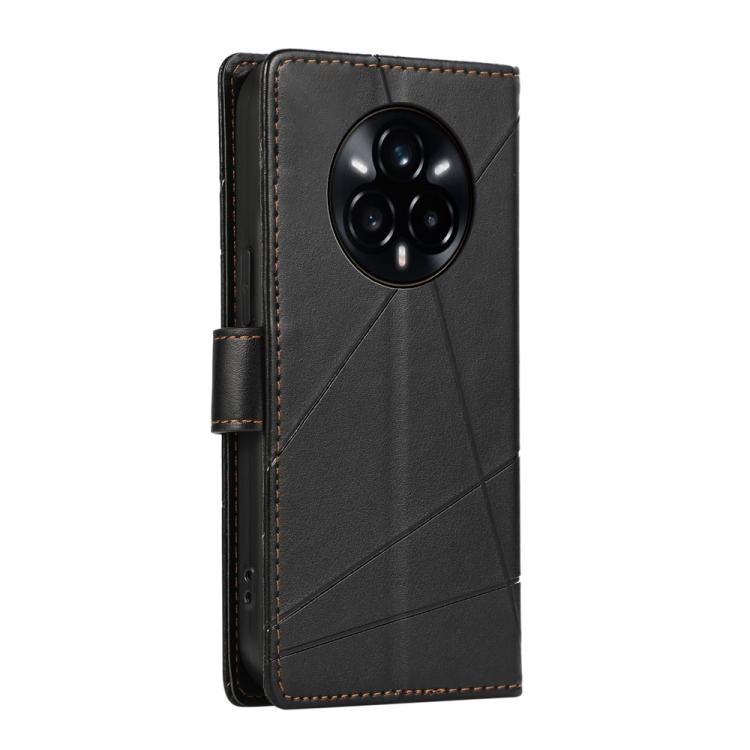 For Realme 14 Pro+ PU Genuine Leather Texture Embossed Line Phone Case