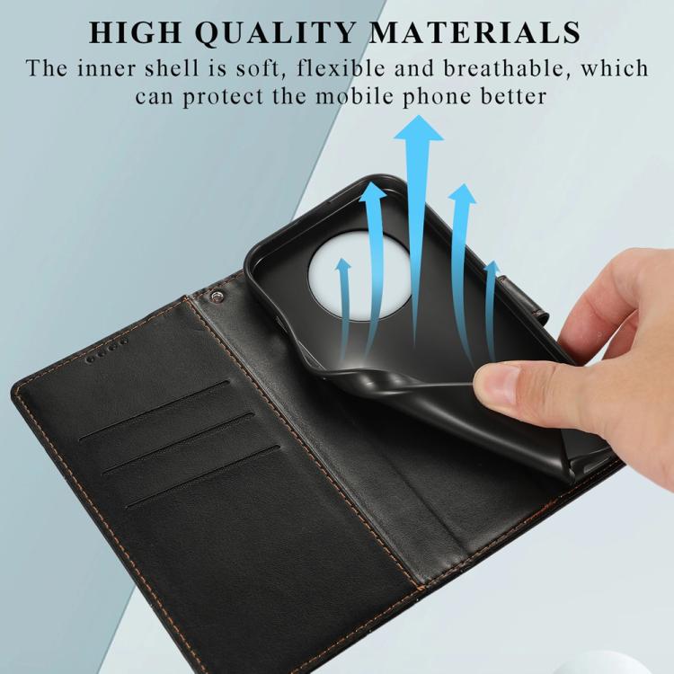 For Realme 14 Pro+ PU Genuine Leather Texture Embossed Line Phone Case