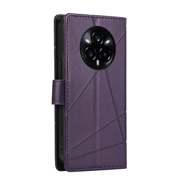 For Realme 14 Pro+ PU Genuine Leather Texture Embossed Line Phone Case
