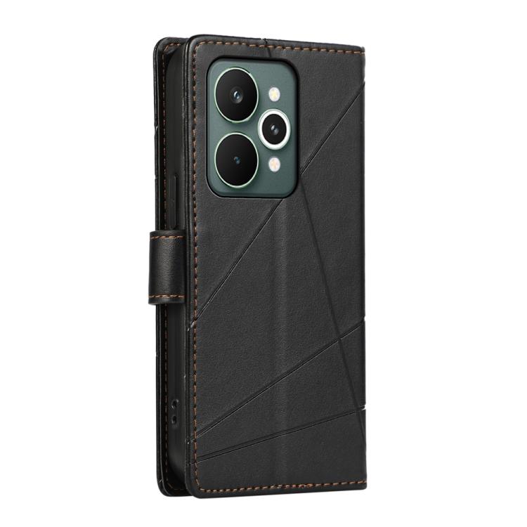 For Realme 15 5G / Realme 15 Pro 5G PU Genuine Leather Texture Embossed Line Phone Case