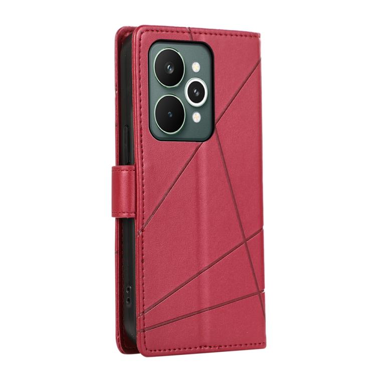 For Realme 15 5G / Realme 15 Pro 5G PU Genuine Leather Texture Embossed Line Phone Case
