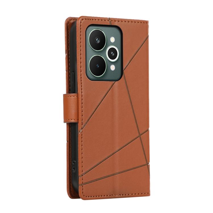 For Realme 15 5G / Realme 15 Pro 5G PU Genuine Leather Texture Embossed Line Phone Case