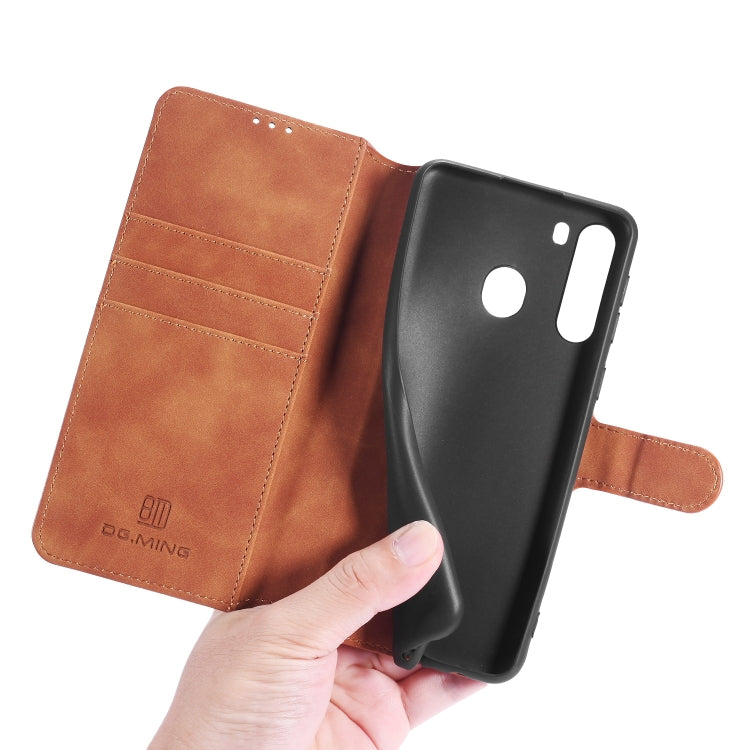 For Samsung Galaxy A21 (EU Version) DG.MING Retro Oil Side Horizontal Flip Case