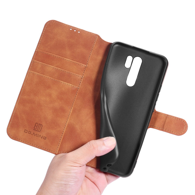 For Xiaomi Redmi 9 DG.MING Retro Oil Side Horizontal Flip Case