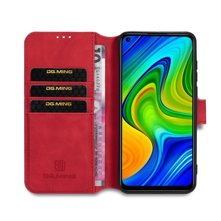 For Xiaomi Redmi 10X 4G / Redmi Note 9 DG.MING Retro Oil Side Horizontal Flip Case