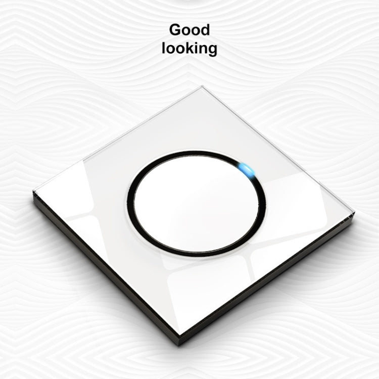 86mm Round LED Tempered Glass Switch Panel, White Round Glass, Style:Two Billing Control