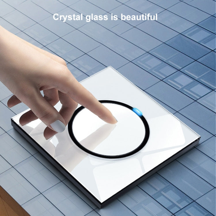 86mm Round LED Tempered Glass Switch Panel, White Round Glass, Style:Four Open Dual Control