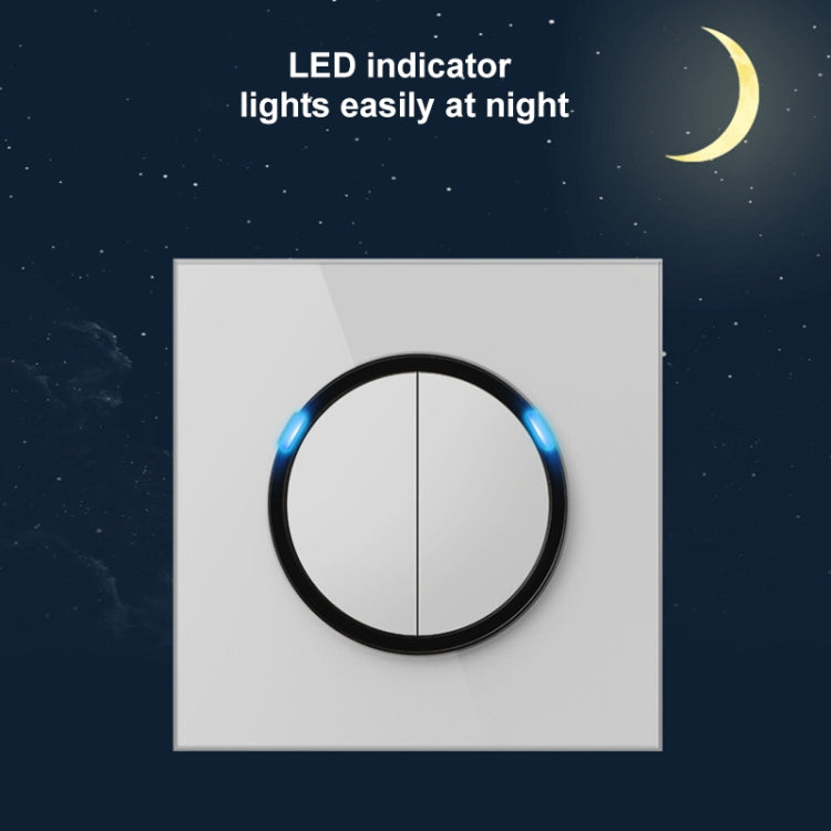 86mm Round LED Tempered Glass Switch Panel, White Round Glass, Style:Telephone Socket