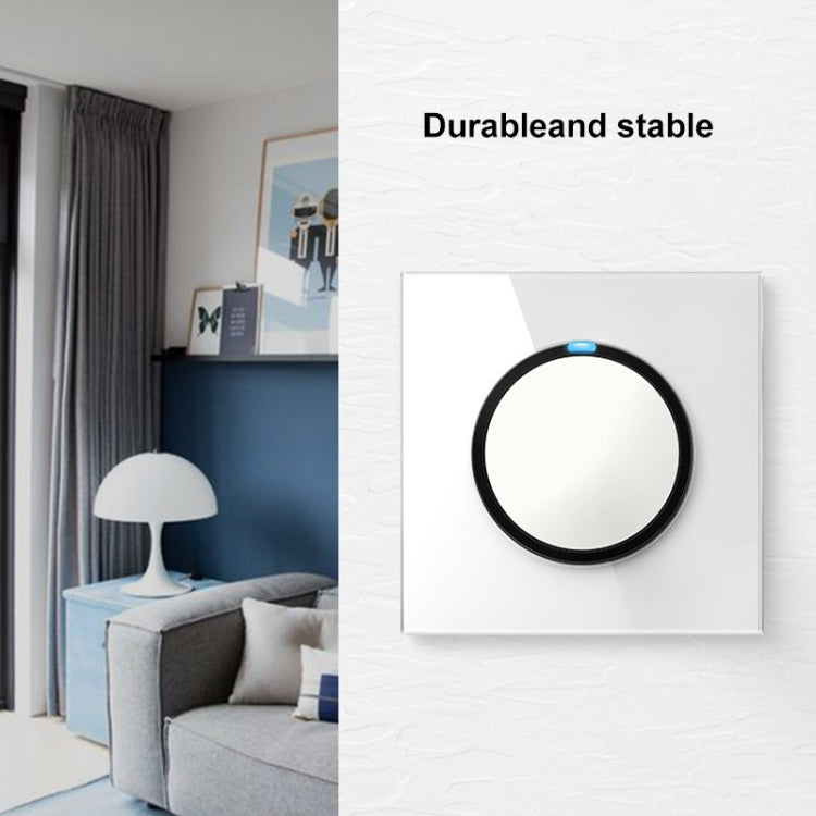 86mm Round LED Tempered Glass Switch Panel, White Round Glass, Style:TV Socket