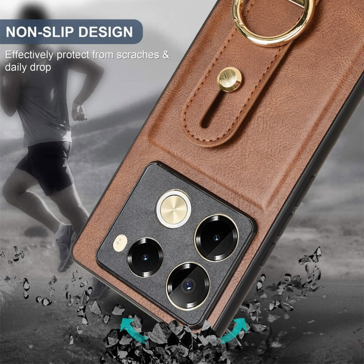 For Infinix Note 40 Pro 4G X6850 Wristband Leather Back Phone Case