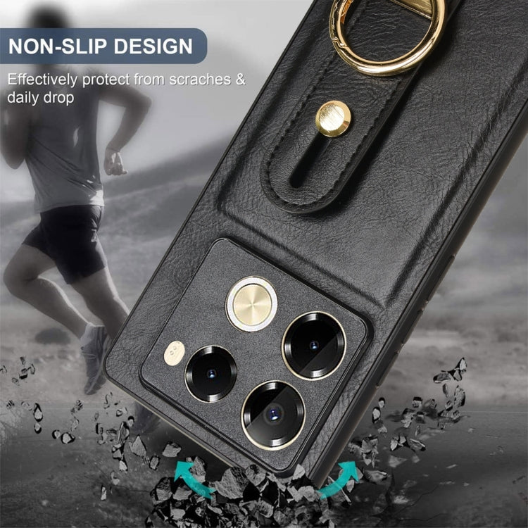 For Infinix Note 40 Pro 5G X6851 Wristband Leather Back Phone Case