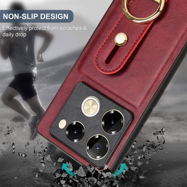 For Infinix Note 40 Pro 5G X6851 Wristband Leather Back Phone Case