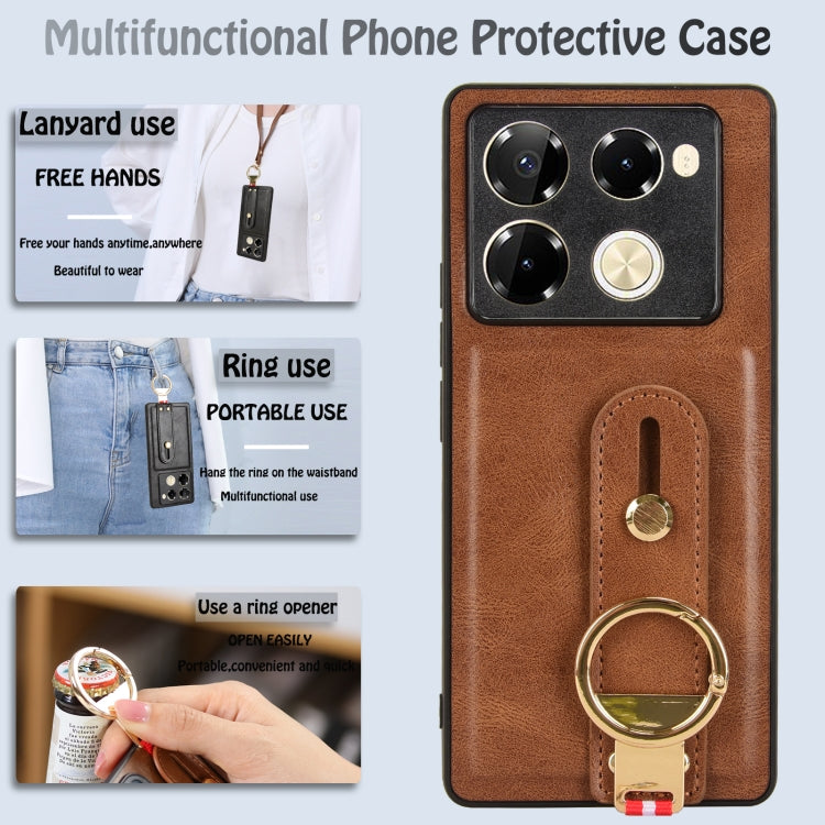 For Infinix Note 40 Pro+ 5G X6851B Wristband Leather Back Phone Case