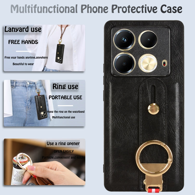 For Infinix Note 40 4G X6853 Wristband Leather Back Phone Case