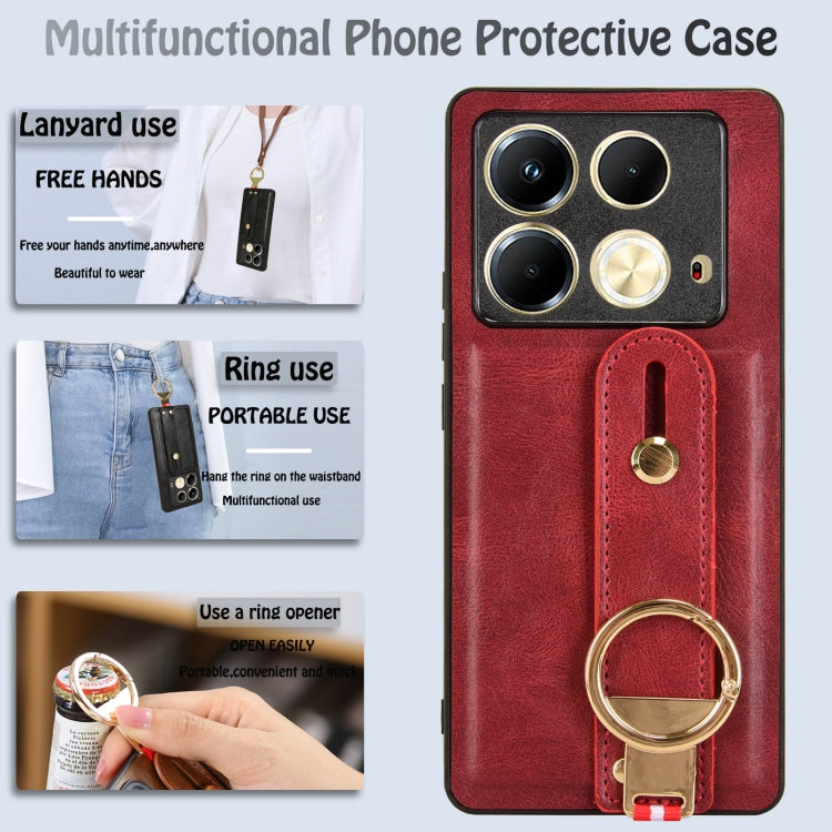 For Infinix Note 40 4G X6853 Wristband Leather Back Phone Case
