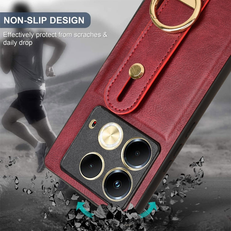 For Infinix Note 40 4G X6853 Wristband Leather Back Phone Case