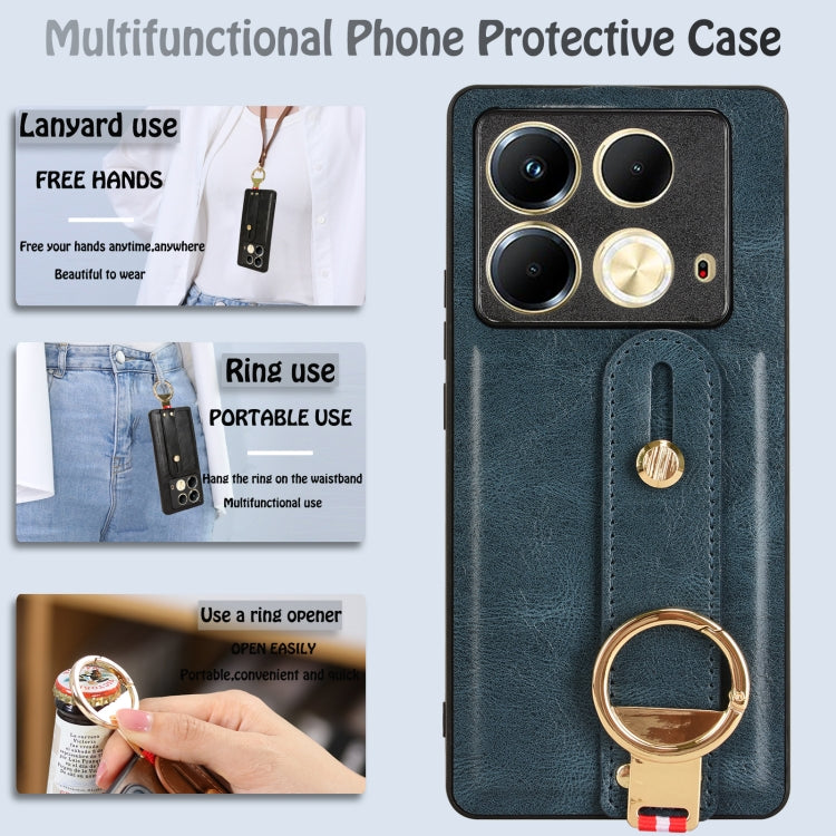 For Infinix Note 40 4G X6853 Wristband Leather Back Phone Case