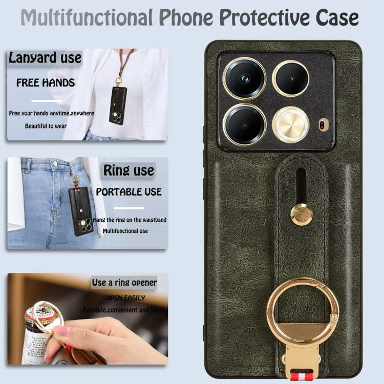 For Infinix Note 40 4G X6853 Wristband Leather Back Phone Case