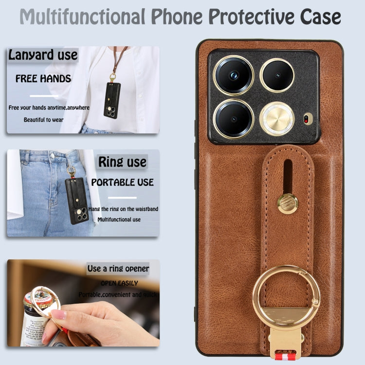 For Infinix Note 40 4G X6853 Wristband Leather Back Phone Case