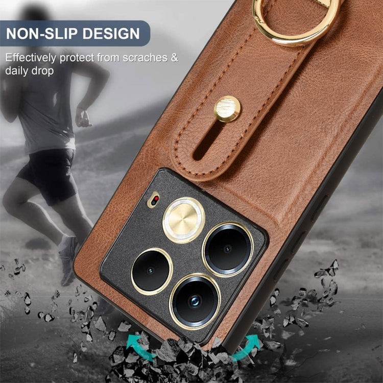 For Infinix Note 40 4G X6853 Wristband Leather Back Phone Case