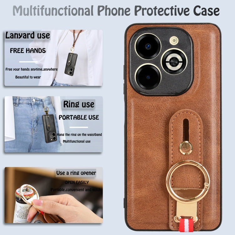For Infinix Smart 8 Plus / Smart 8 Pro Wristband Leather Back Phone Case