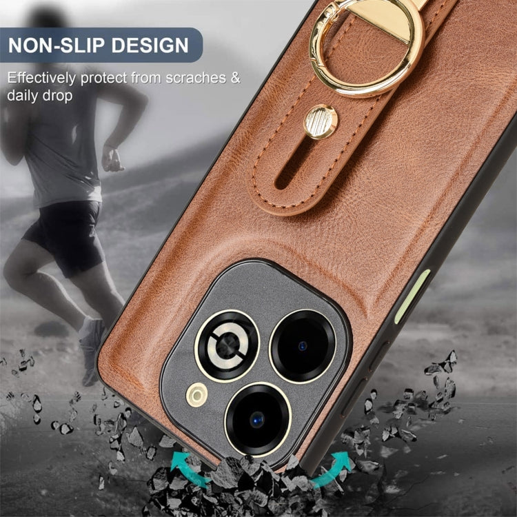 For Infinix Smart 8 Plus / Smart 8 Pro Wristband Leather Back Phone Case