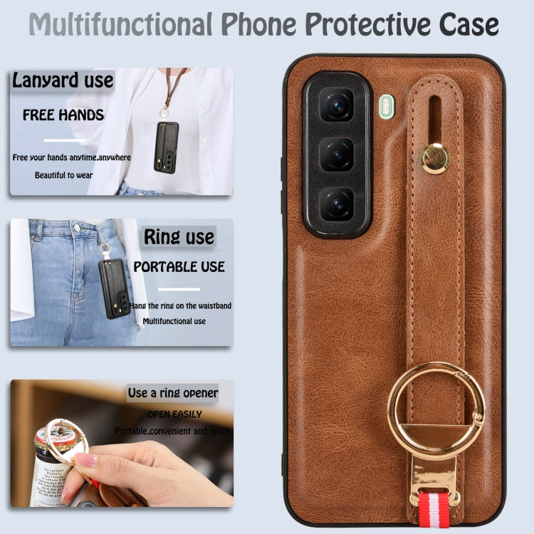 For Infinix Hot 50 5G Wristband Leather Back Phone Case