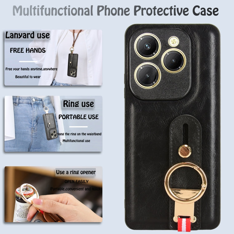 For Infinix Hot 40 / 40 Pro Wristband Leather Back Phone Case