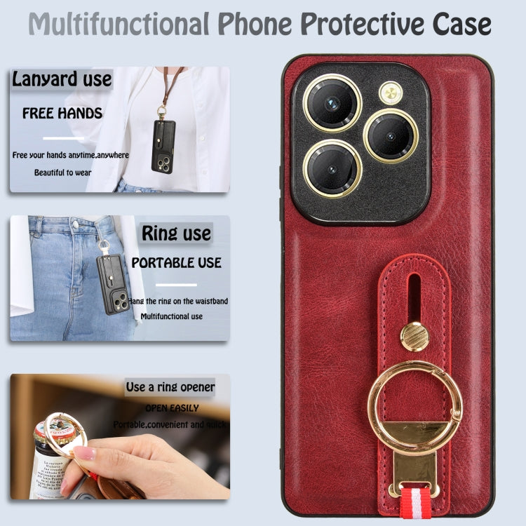 For Infinix Hot 40 / 40 Pro Wristband Leather Back Phone Case
