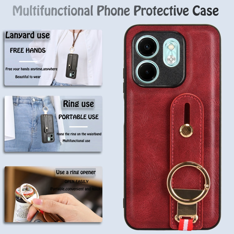 For Infinix HOT 50i X6531 Wristband Leather Back Phone Case