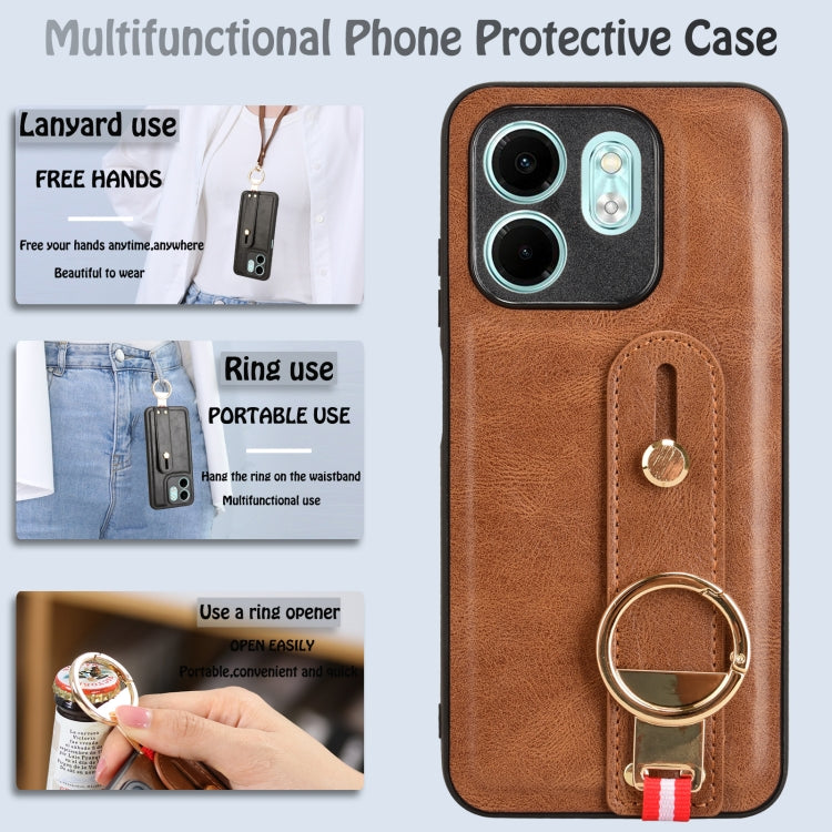 For Infinix HOT 50i X6531 Wristband Leather Back Phone Case