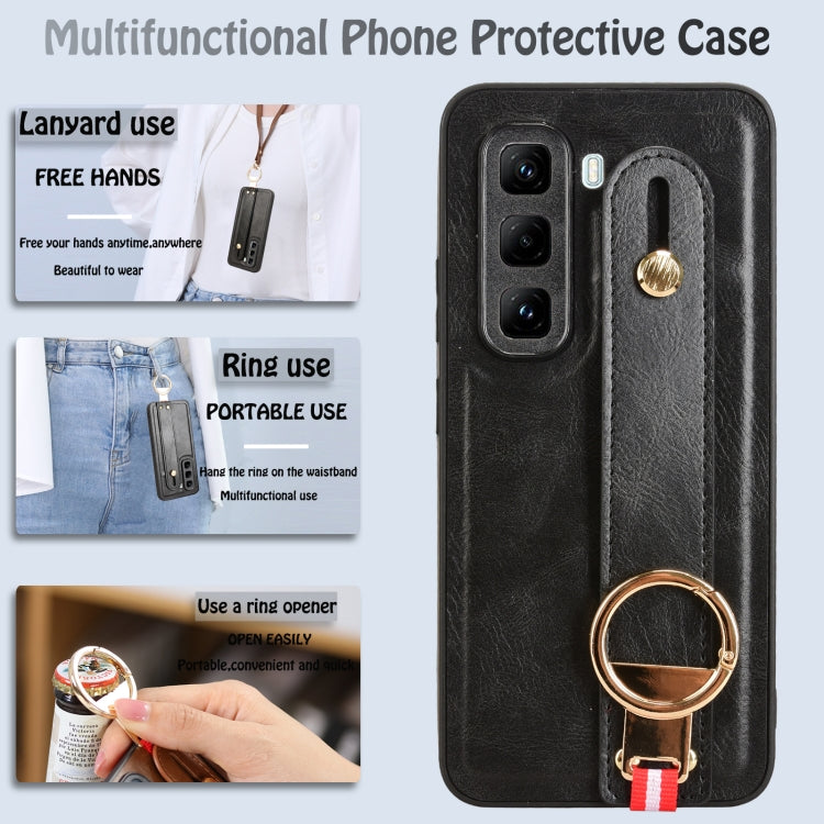 For Infinix Hot 50 Pro 4G X6881 Wristband Leather Back Phone Case