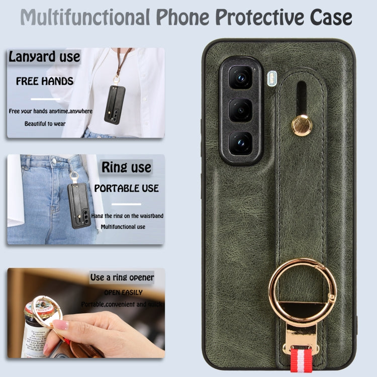For Infinix Hot 50 Pro 4G X6881 Wristband Leather Back Phone Case