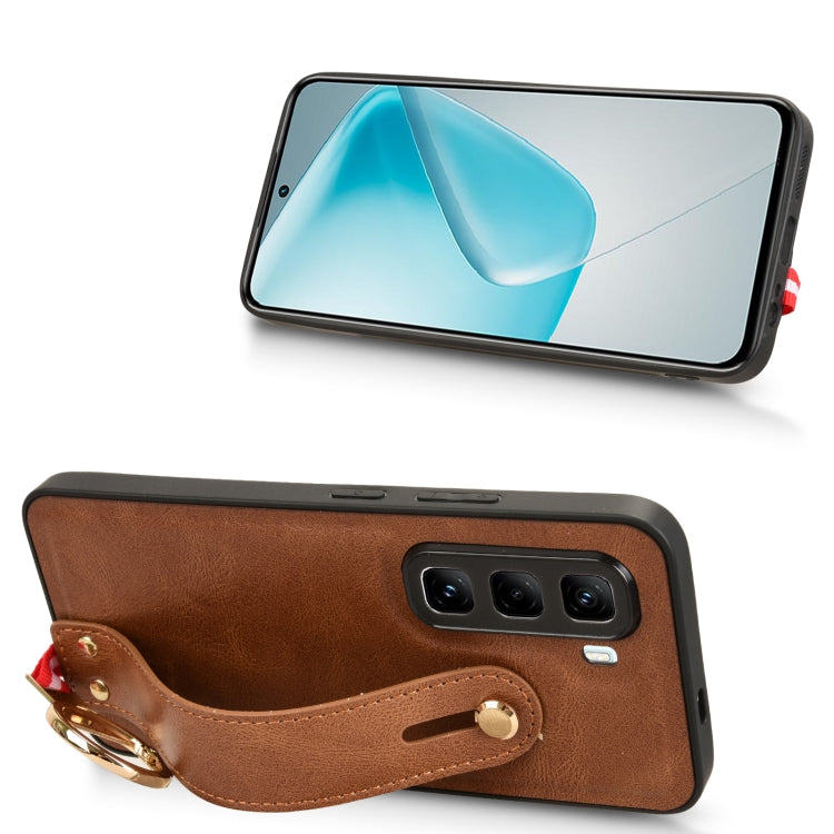 For Infinix Hot 50 Pro 4G X6881 Wristband Leather Back Phone Case