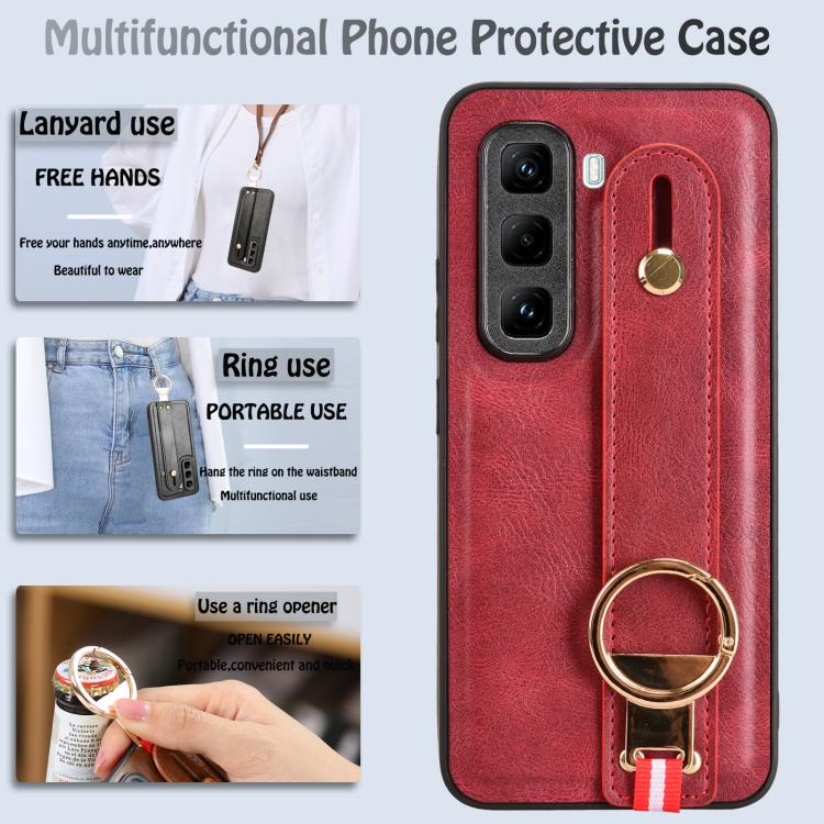 For Infinix Hot 50 Pro+ 4G X6880 Wristband Leather Back Phone Case
