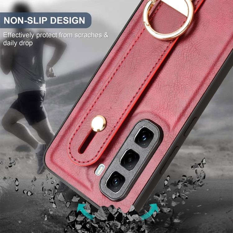 For Infinix Hot 50 Pro+ 4G X6880 Wristband Leather Back Phone Case