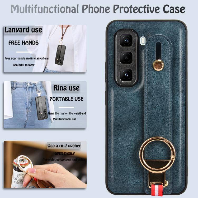 For Infinix Hot 50 Pro+ 4G X6880 Wristband Leather Back Phone Case