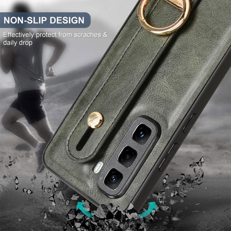 For Infinix Hot 50 Pro+ 4G X6880 Wristband Leather Back Phone Case