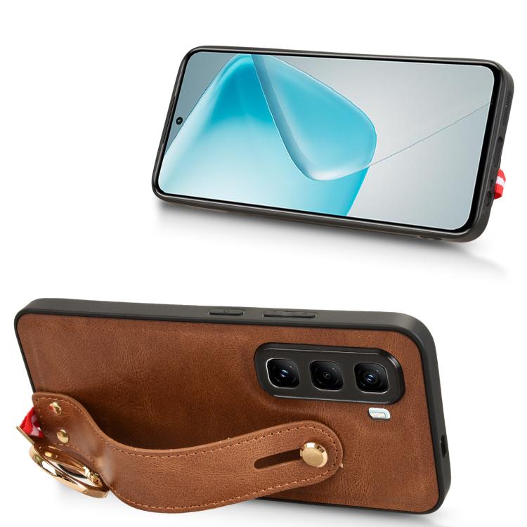 For Infinix Hot 50 Pro+ 4G X6880 Wristband Leather Back Phone Case