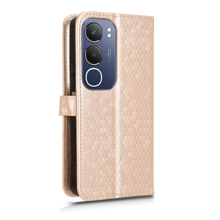 For vivo Y19s 4G Global Honeycomb Dot Texture Leather Phone Case