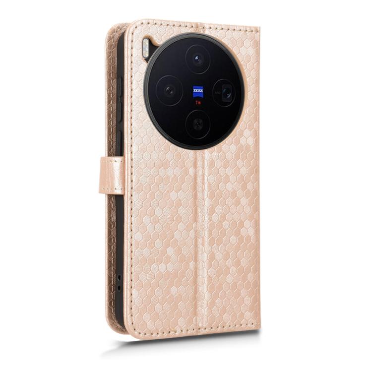 For vivo X300 5G Honeycomb Dot Texture Leather Phone Case