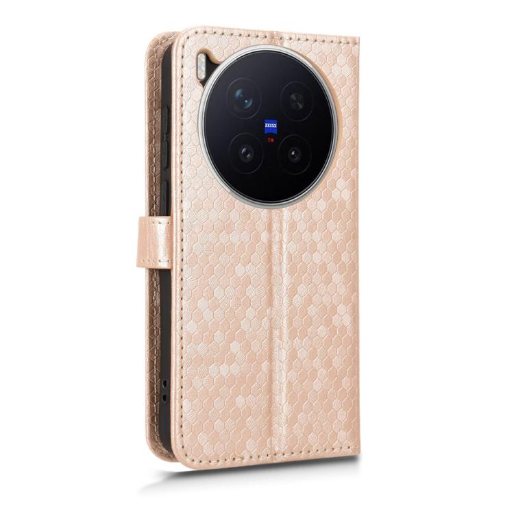 For vivo X300 Pro 5G Honeycomb Dot Texture Leather Phone Case